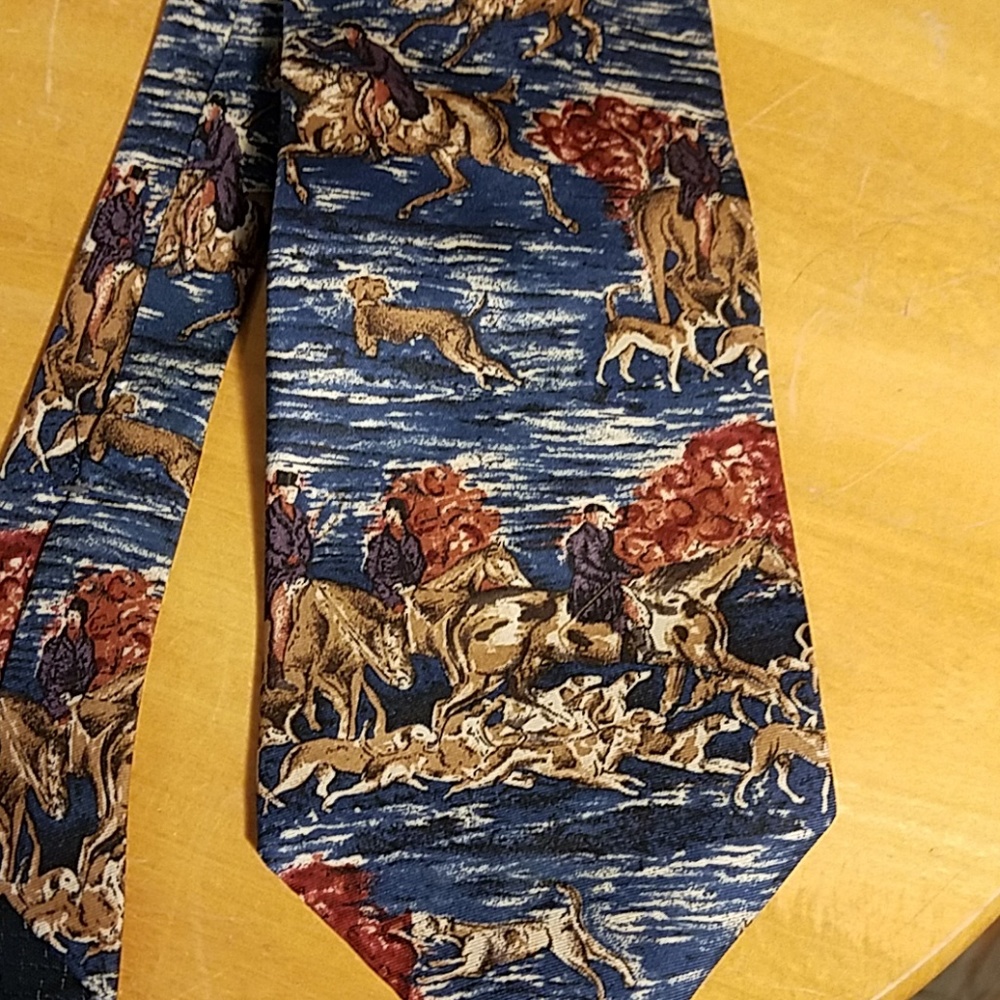 VINTAGE HATHAWAY SILK TIE HORSE RIDING HUNTING - Picture 2 of 3